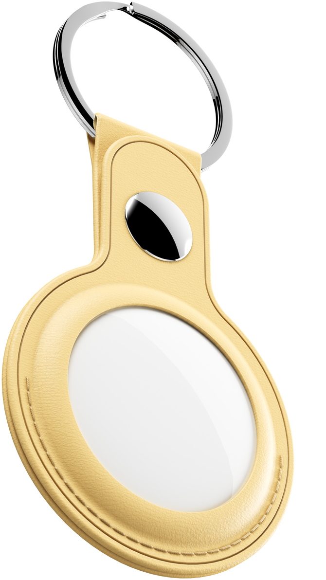 KeyBudz AirTag Leather Keyring hanger geel
