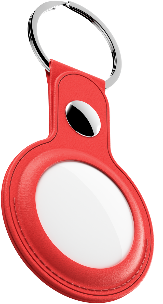 KeyBudz AirTag Leather Keyring hanger rood