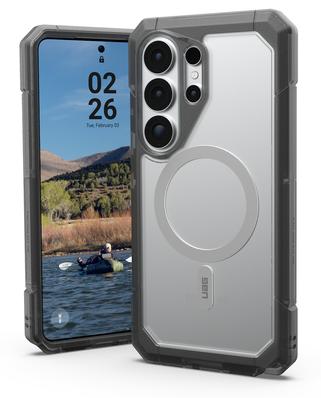 UAG Trooper MagSafe Galaxy S26 Ultra hoesje ash transparant 