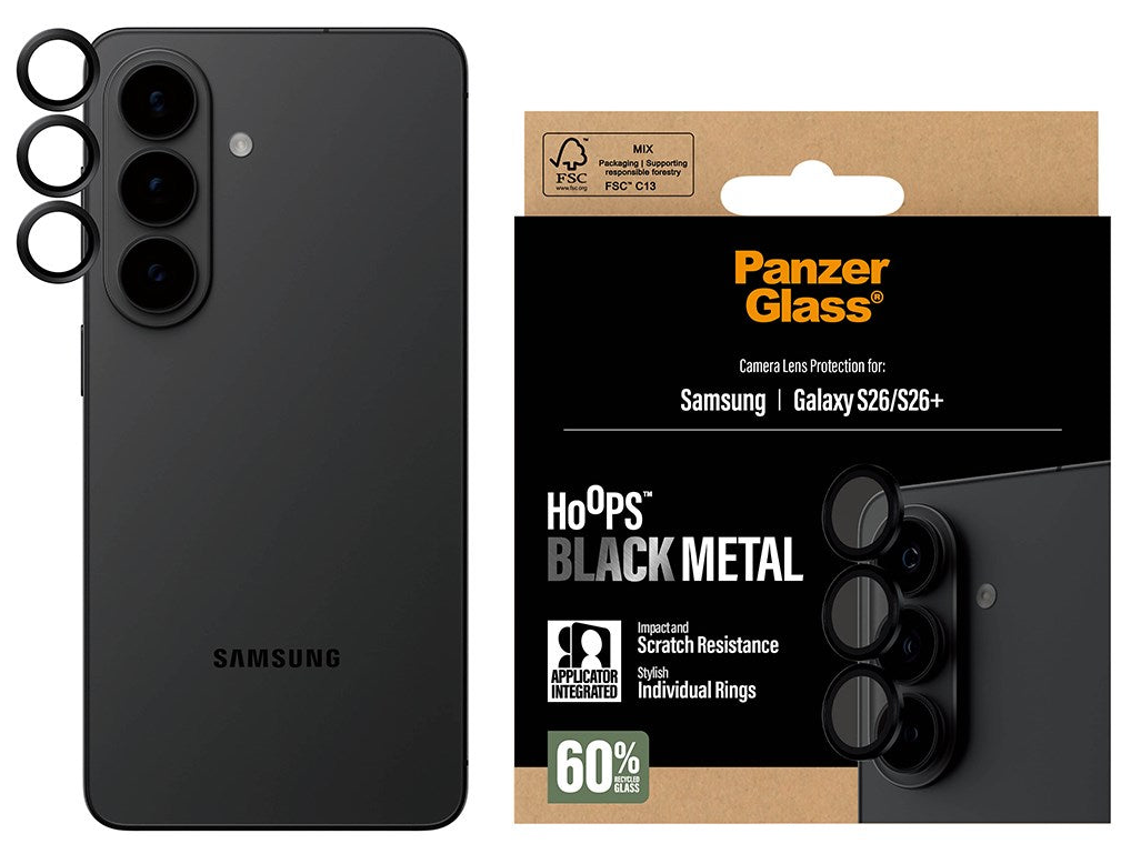 PanzerGlass Hoops Galaxy S26 en S26+ Plus Lens screenprotector zwart