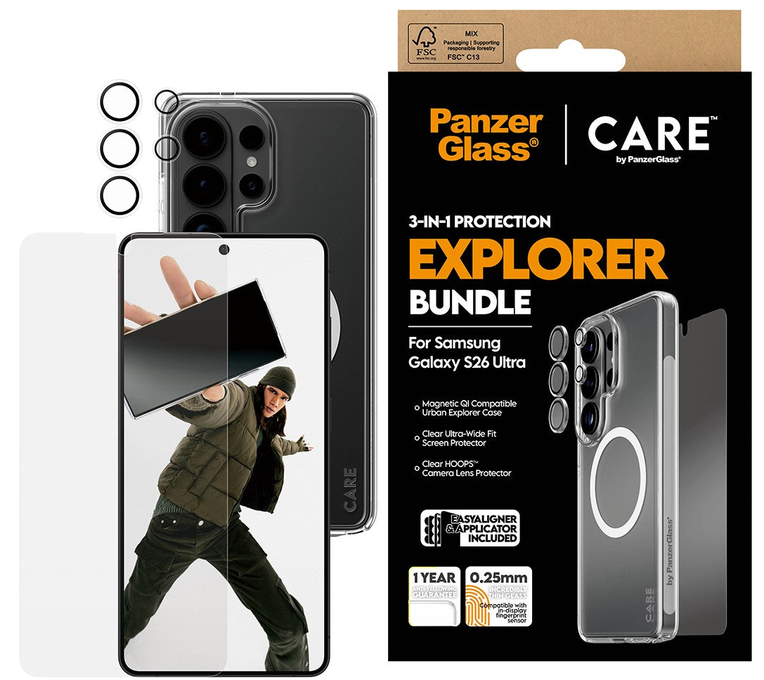 PanzerGlass CARE 3 in 1 Galaxy S26 Ultra Urban Combat bundel hoesje screen en camera protector