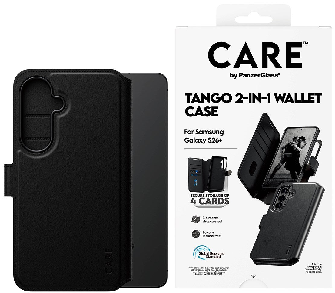 PanzerGlass CARE 2 in 1 Wallet MagSafe Galaxy S26+ Plus hoesje zwart