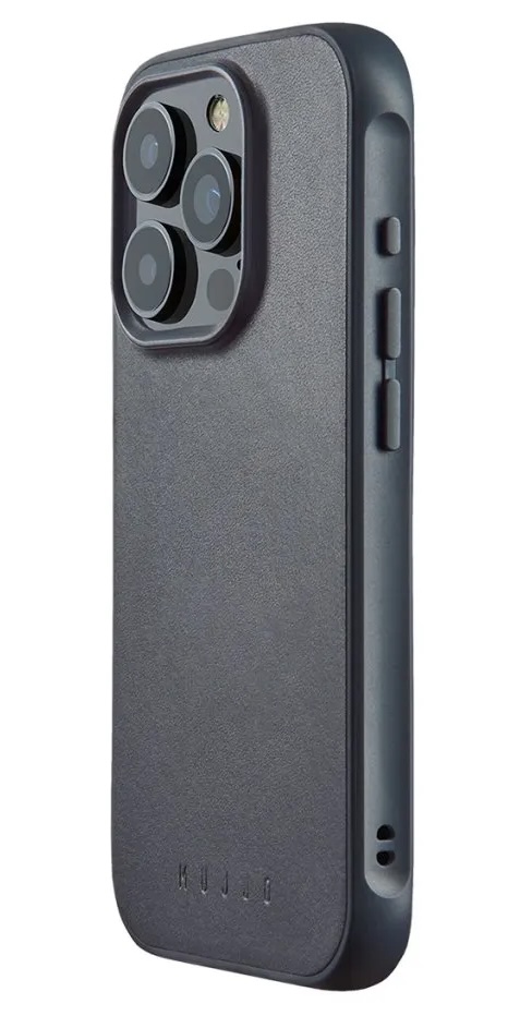 Mujjo leren Shield iPhone 15 Pro hoesje blauw