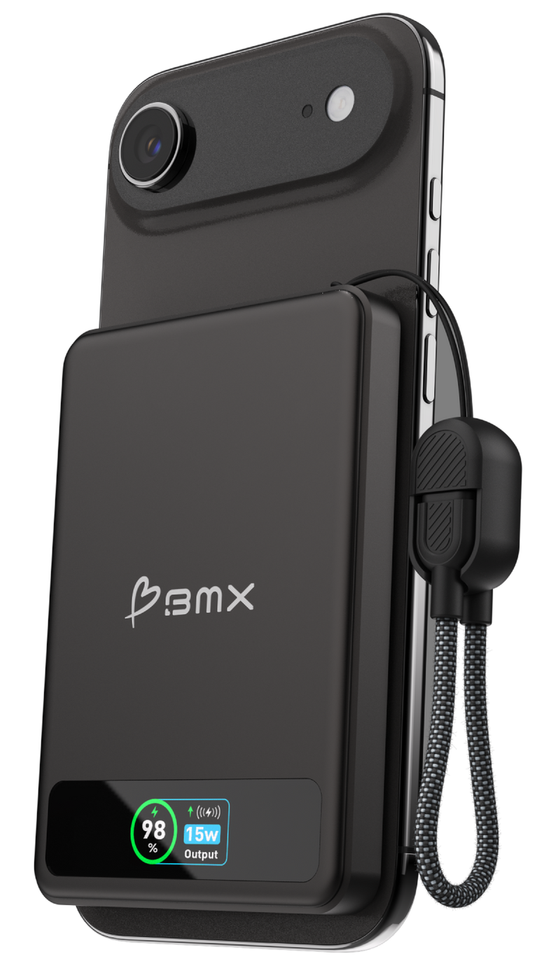 BMX SolidSafe 5 K MagSafe solid-state powerbank 5000 mAh zwart