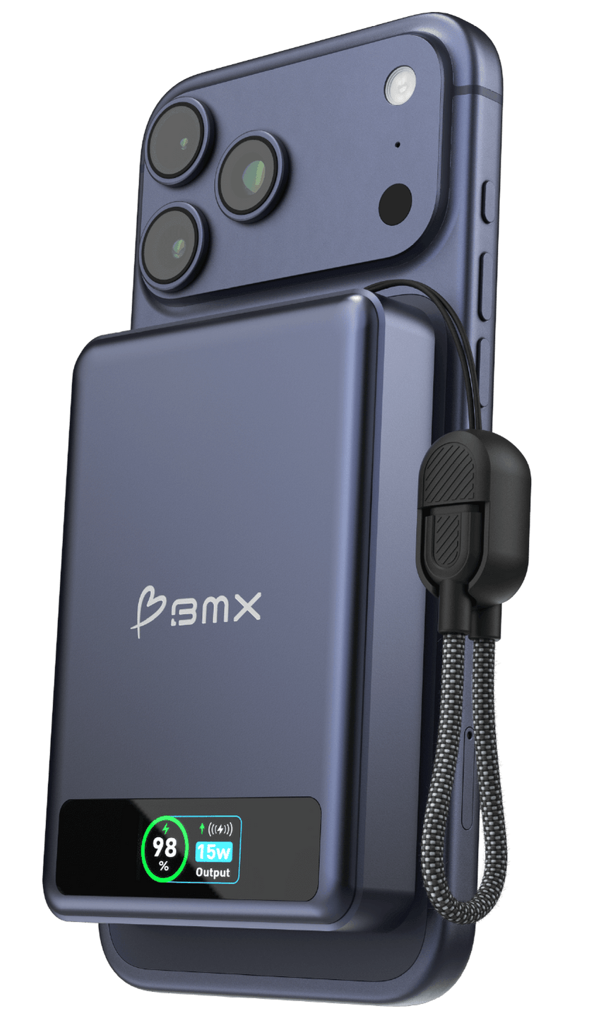 BMX SolidSafe 10 K MagSafe solid-state powerbank 10000 mAh blauw