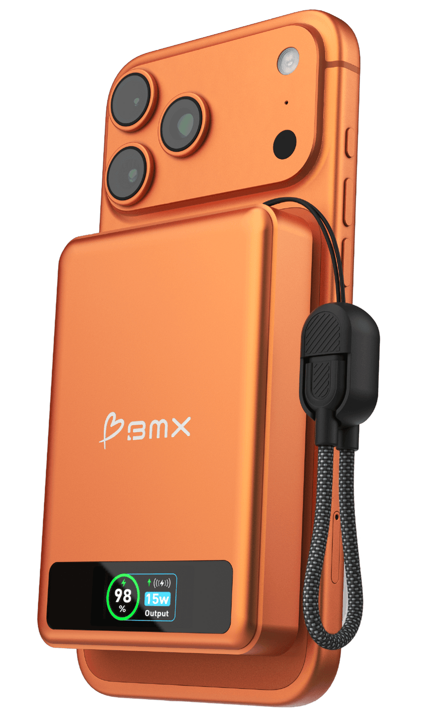 BMX SolidSafe 10 K MagSafe solid-state powerbank 10000 mAh oranje