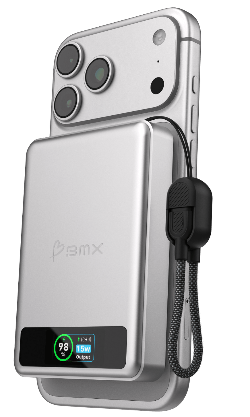 BMX SolidSafe 10 K MagSafe solid-state powerbank 10000 mAh zilver