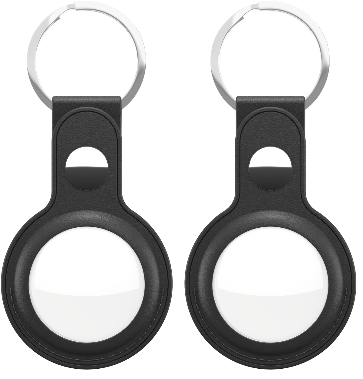 KeyBudz AirTag Leather Keyring hanger zwart 2 pack