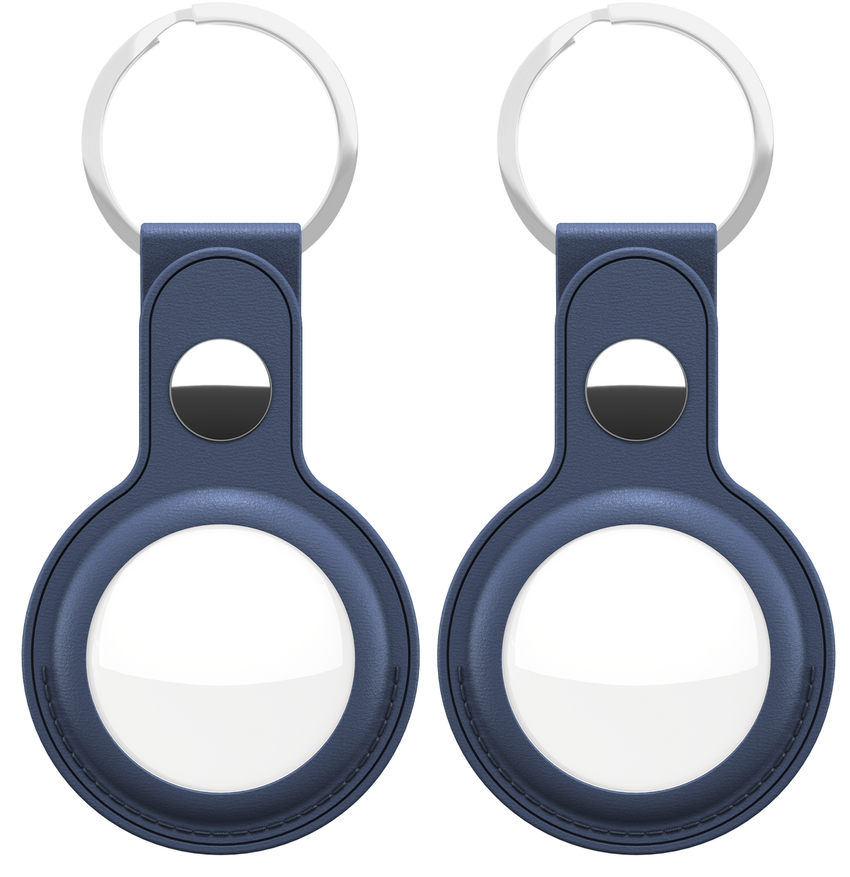 KeyBudz AirTag Leather Keyring hanger blauw 2 pack