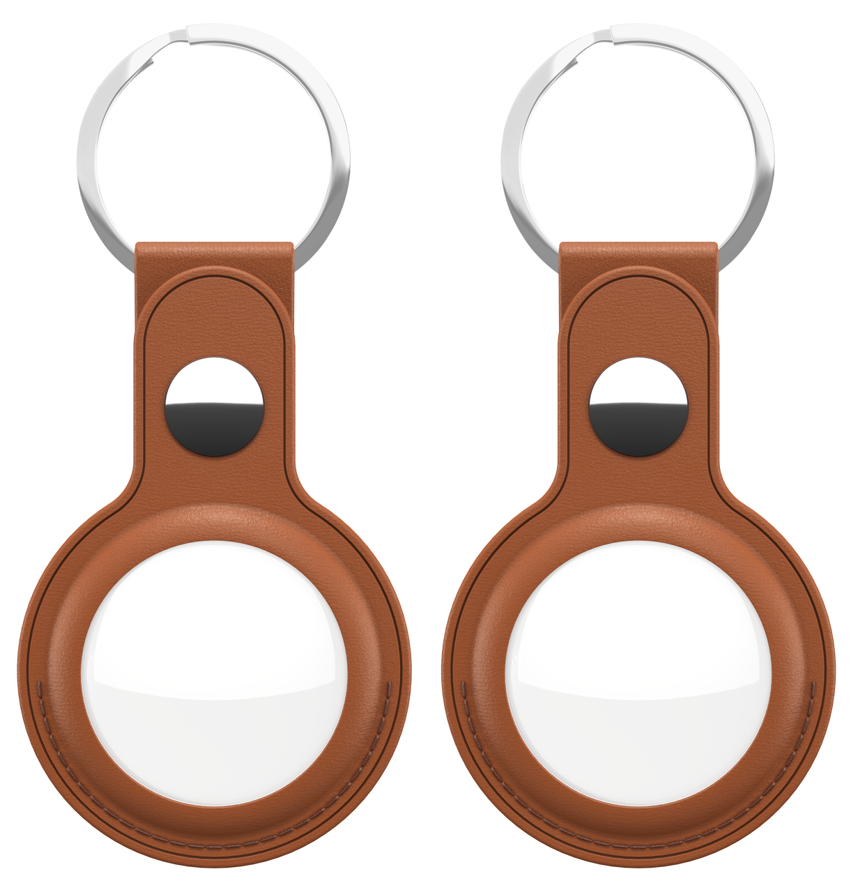 KeyBudz AirTag Leather Keyring hanger tan 2 pack