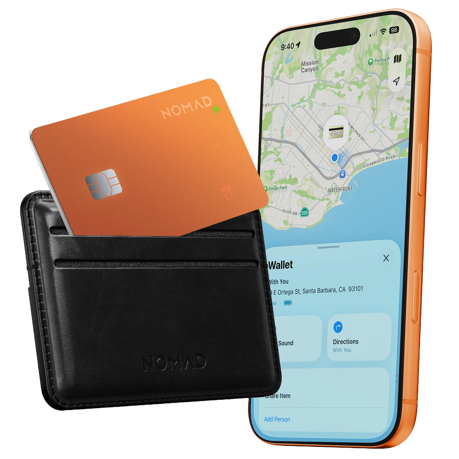 Nomad Tracking Card  Pro met Find My tracker oranje