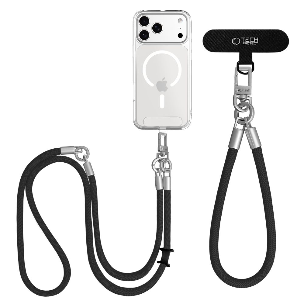 TechProtection Rope draagkoord en polsbandje voor elke telefoon zwart / titanium