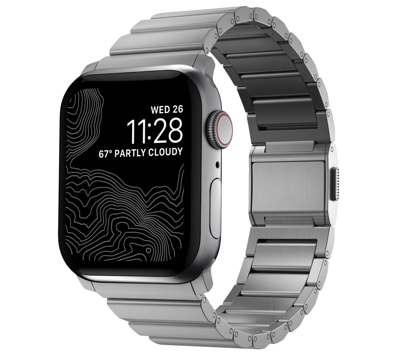 Nomad Titanium V2 Apple Watch 44 / 42 mm bandje Zilver