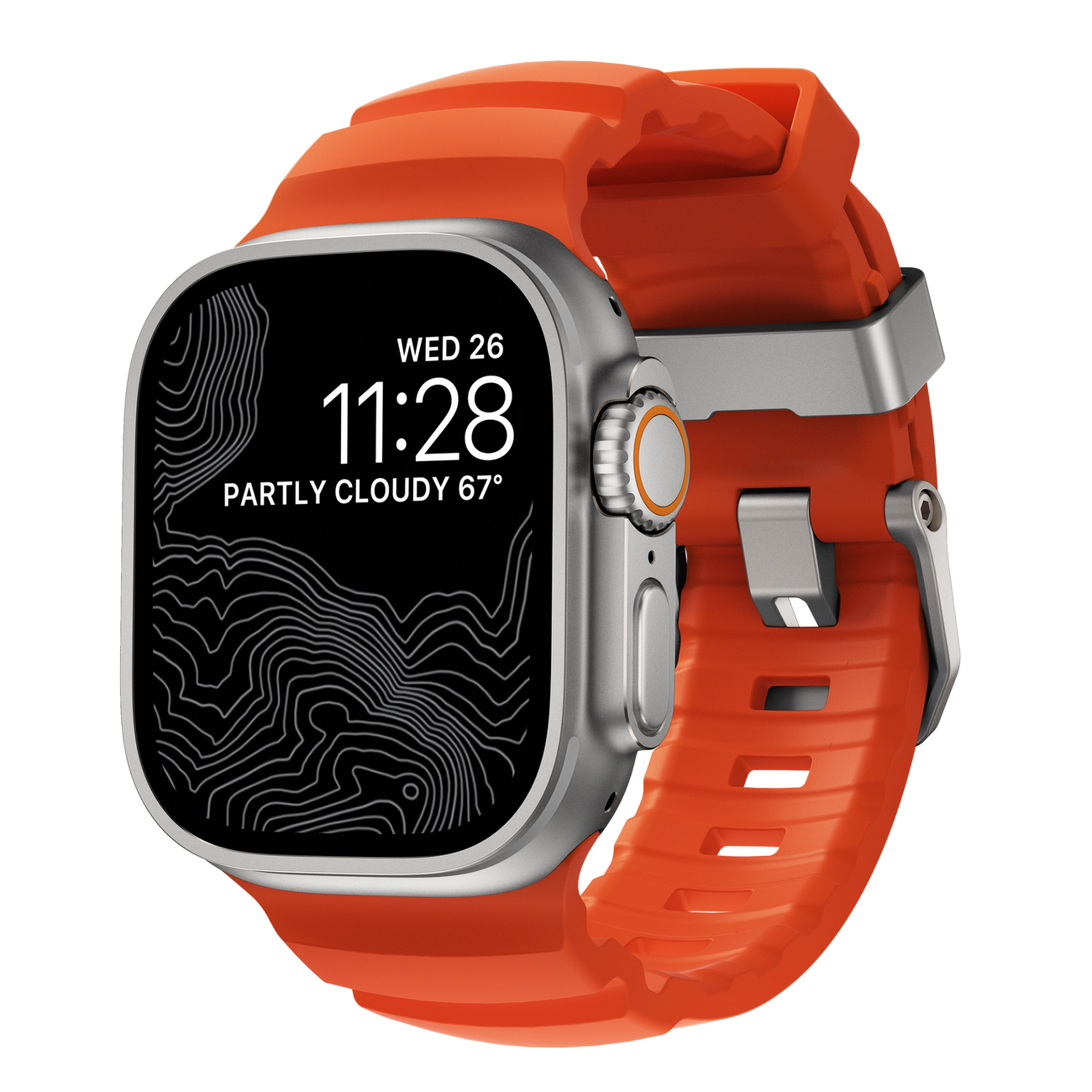 Nomad Rocky Point Apple Watch 49 / 46 /&nbsp;45 mm bandje magma / zilver