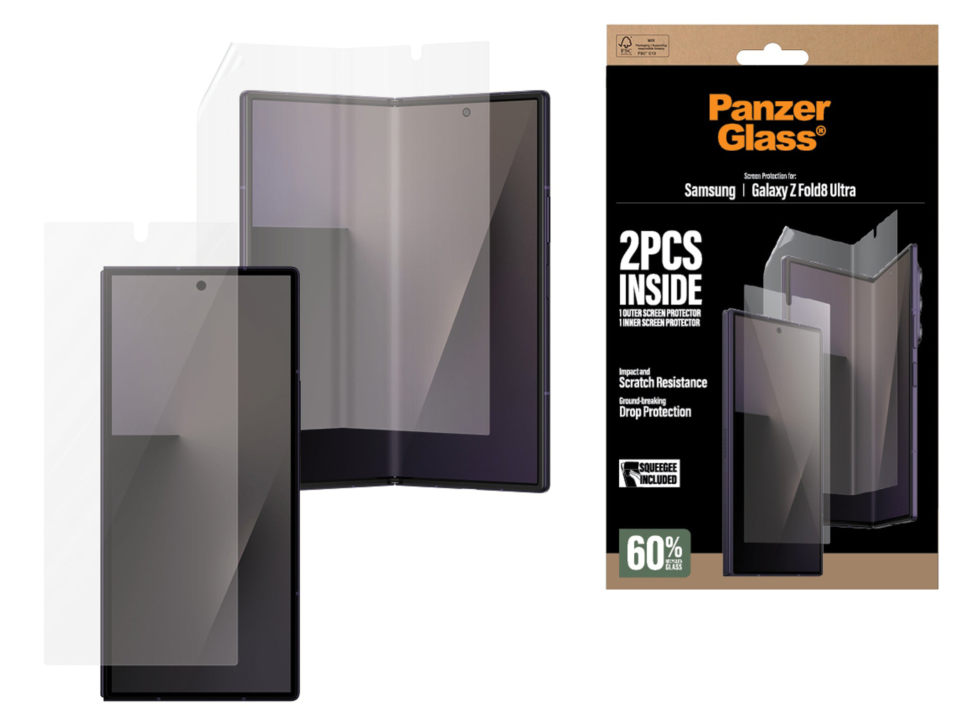 PanzerGlass Sub Galaxy Z Fold 8 Ultra screenprotector beschermset