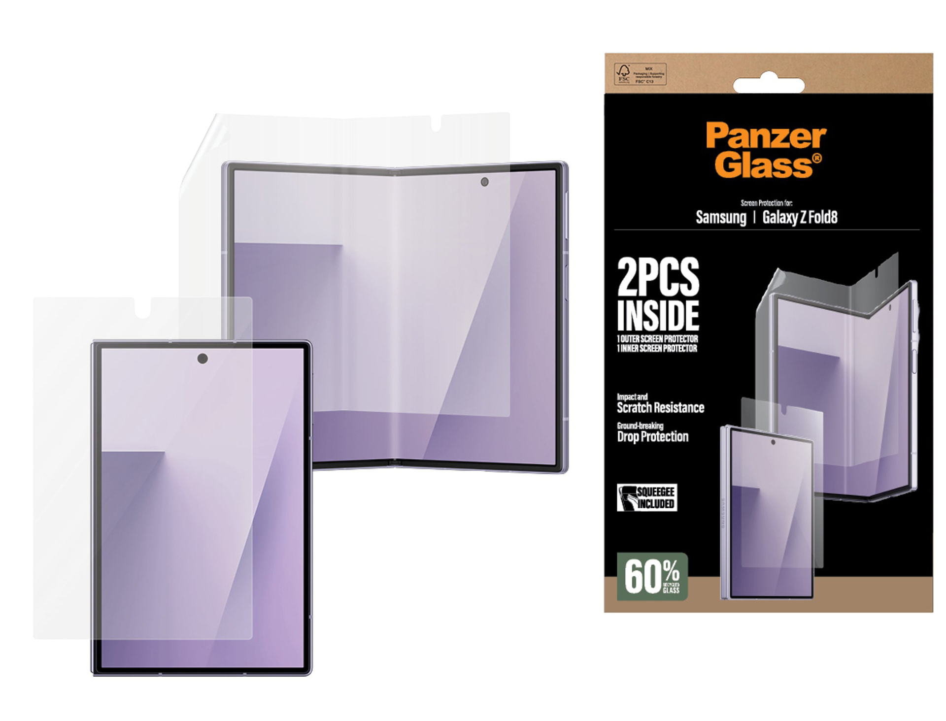 PanzerGlass Sub Galaxy Z Fold 8 screenprotector beschermset
