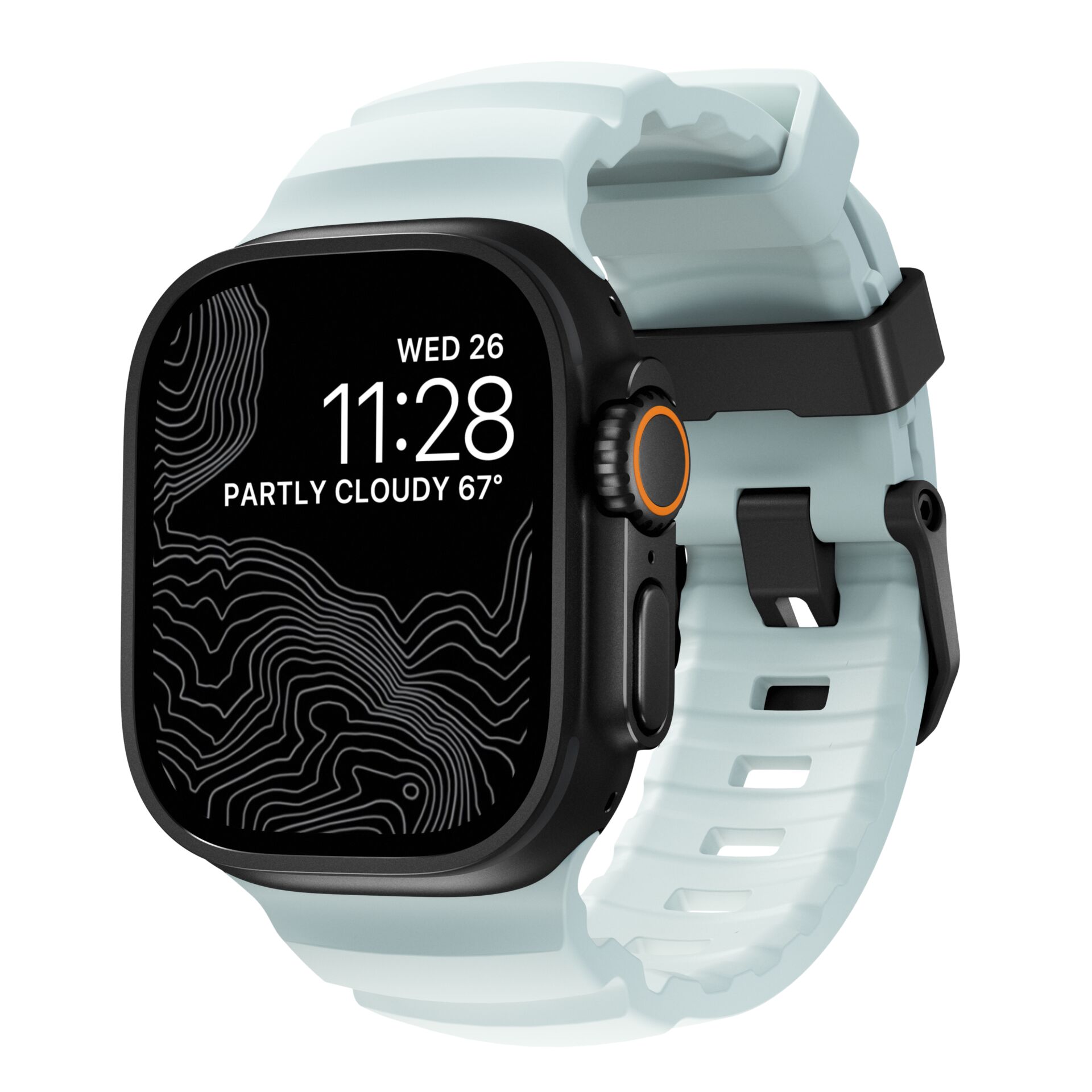 Nomad Rocky Point Apple Watch 49 / 46 /&nbsp;45 mm bandje icy blue / zwart