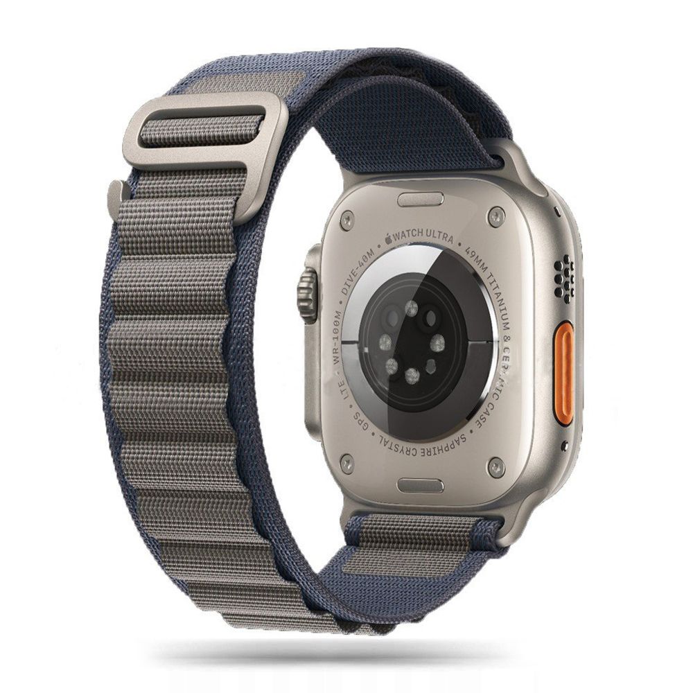 TechProtection Alpine nylon Apple Watch Ultra 49 / 46 / 45 / 44 mm bandje navy / grijs