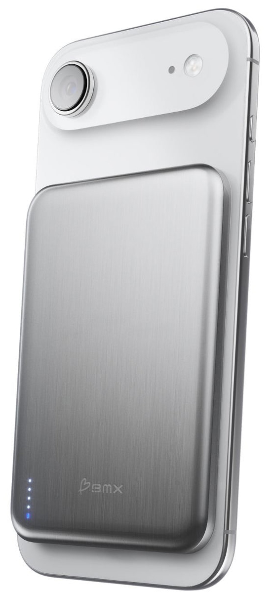 BMX SolidSafe Air 5 K solid-state MagSafe powerbank 5000 mAh zilver