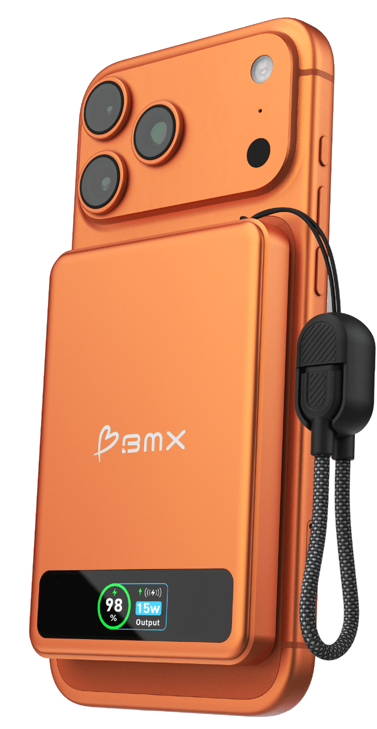 BMX SolidSafe 5 K MagSafe solid-state powerbank 5000 mAh oranje