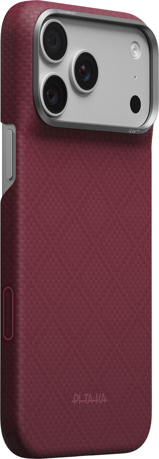 PITAKA Edge iPhone 18 Pro hoesje Argyle burgundy 