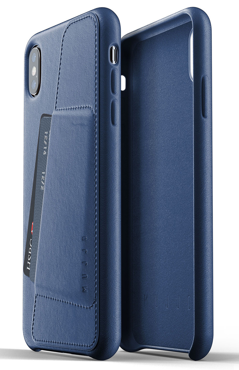 Mujjo Leather Wallet iPhone XS Max hoesje Blauw