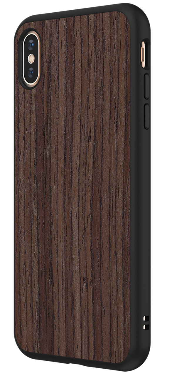 RhinoShield SolidSuit Wood iPhone XS hoesje Walnoot Zwart