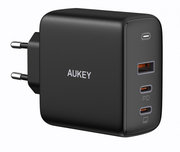 Aukey 90 watt 3 poort USB-C thuis oplader Zwart