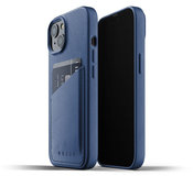 Mujjo Leather Wallet iPhone 13 hoesje Blauw
