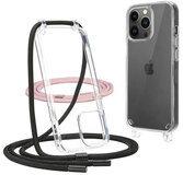 Tech Protection transparant iPhone 13 Pro hoesje met koord Zwart / Roze