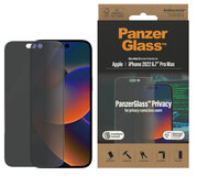 PanzerGlass Privacy Edge to Edge Glazen iPhone 14 Pro Max screenprotector met applicator