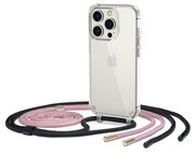 Tech Protection iPhone 14 Pro hoesje met draagkoord zwart / roze