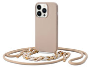 Tech Protection Luxe iPhone 14 Pro hoesje met draagkoord beige