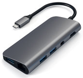 Satechi USB-C Multimedia hub Ethernet 4K adapter Grijs