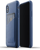 Mujjo Leather Wallet iPhone XS hoesje Blauw