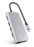 HyperDrive 9 in 1 USB-C hub met HDMI, Ethernet en Audio Zilver