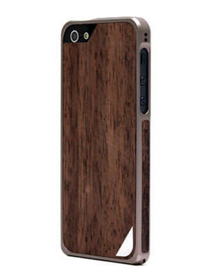 kapperszaak mooi Dan Patchworks Alloy x Wood bumper iPhone 5/5S Ebony Titanium - Appelhoes