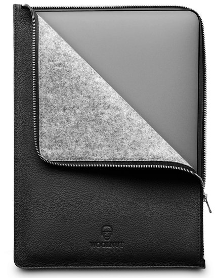 Woolnut Leather Folio MacBook Pro 16 Inch Hoesje Zwart