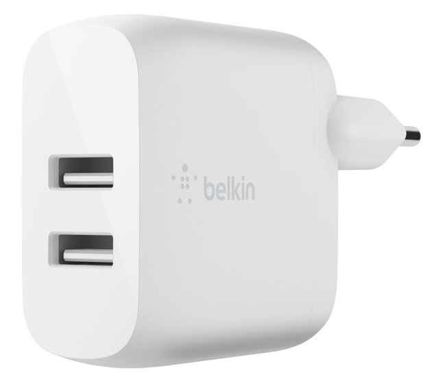 Afbeelding van Belkin BoostCharge Dubbele USB Thuislader 24 Watt Wit | Appelhoes, dé specialist voor al je Apple producten