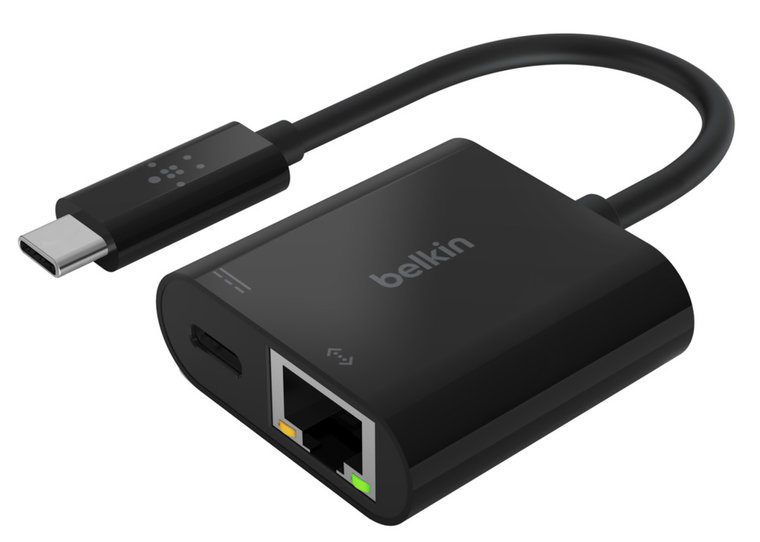Afbeelding van Belkin USB-C Naar Ethernet Adapter + Opladen Zwart | Appelhoes, dé specialist voor al je Apple producten