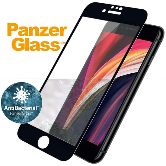 PanzerGlass Glazen IPhone SE 2022 / 2020 antibacteriële Doorzichtig Zwart