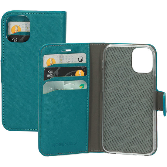 Mobiparts Saffiano Wallet IPhone 12 Mini Hoesje Blauw