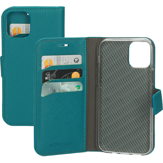Mobiparts Saffiano Wallet IPhone 12 Pro / IPhone 12 Hoesje Blauw