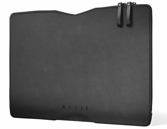 Mujjo Leather Folio MacBook 14 / 13 Inch USB-C Sleeve Zwart