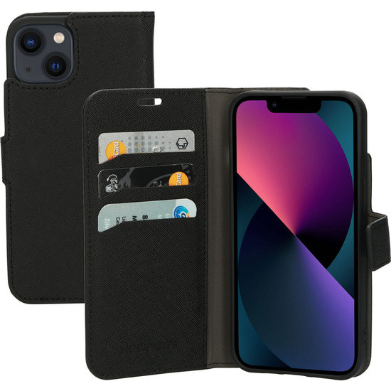 Mobiparts Saffiano Wallet IPhone 13 Hoesje Zwart