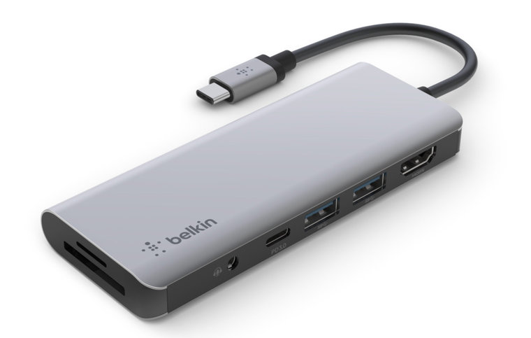 Afbeelding van Belkin Connect 7 Poort USB-C Hub Grijs | Appelhoes, dé specialist voor al je Apple producten
