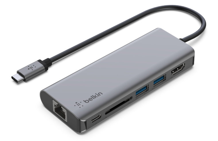 Afbeelding van Belkin Connect 6 Poort USB-C Hub Grijs | Appelhoes, dé specialist voor al je Apple producten
