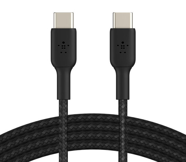 Afbeelding van Belkin Braided USB-C Kabel 1 Meter Zwart | Appelhoes, dé specialist voor al je Apple producten