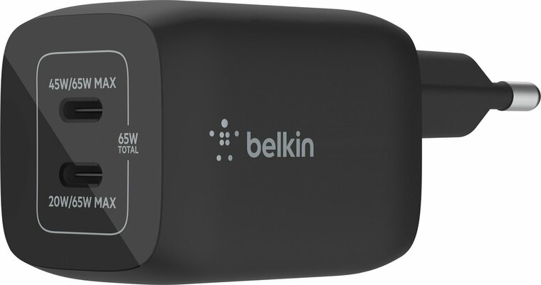 Afbeelding van Belkin BoostCharge USB-C 60 Watt Oplader Met 2 Poorten Zwart | Appelhoes, dé specialist voor al je Apple producten