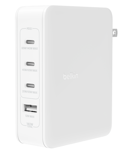 Afbeelding van Belkin BoostCharge Pro 4 Poort GaN USB-C Oplader 140 Watt | Appelhoes, dé specialist voor al je Apple producten